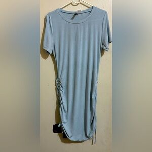 Baby Blue T-Shirt Dress with adjustable side ruching